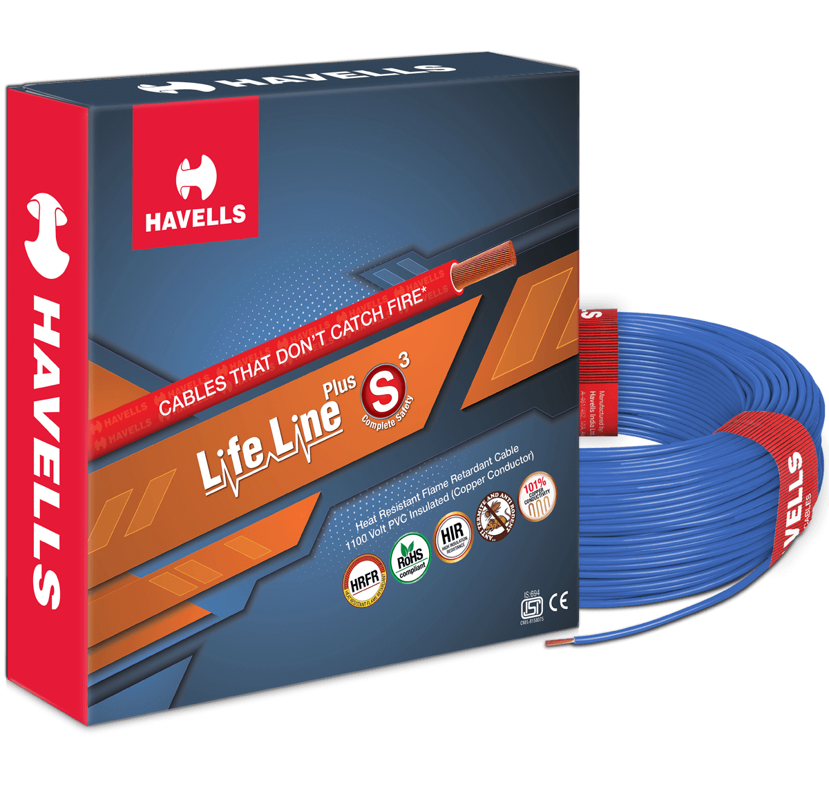 Havells Life Line Plus S3 PVC HRFR Cable