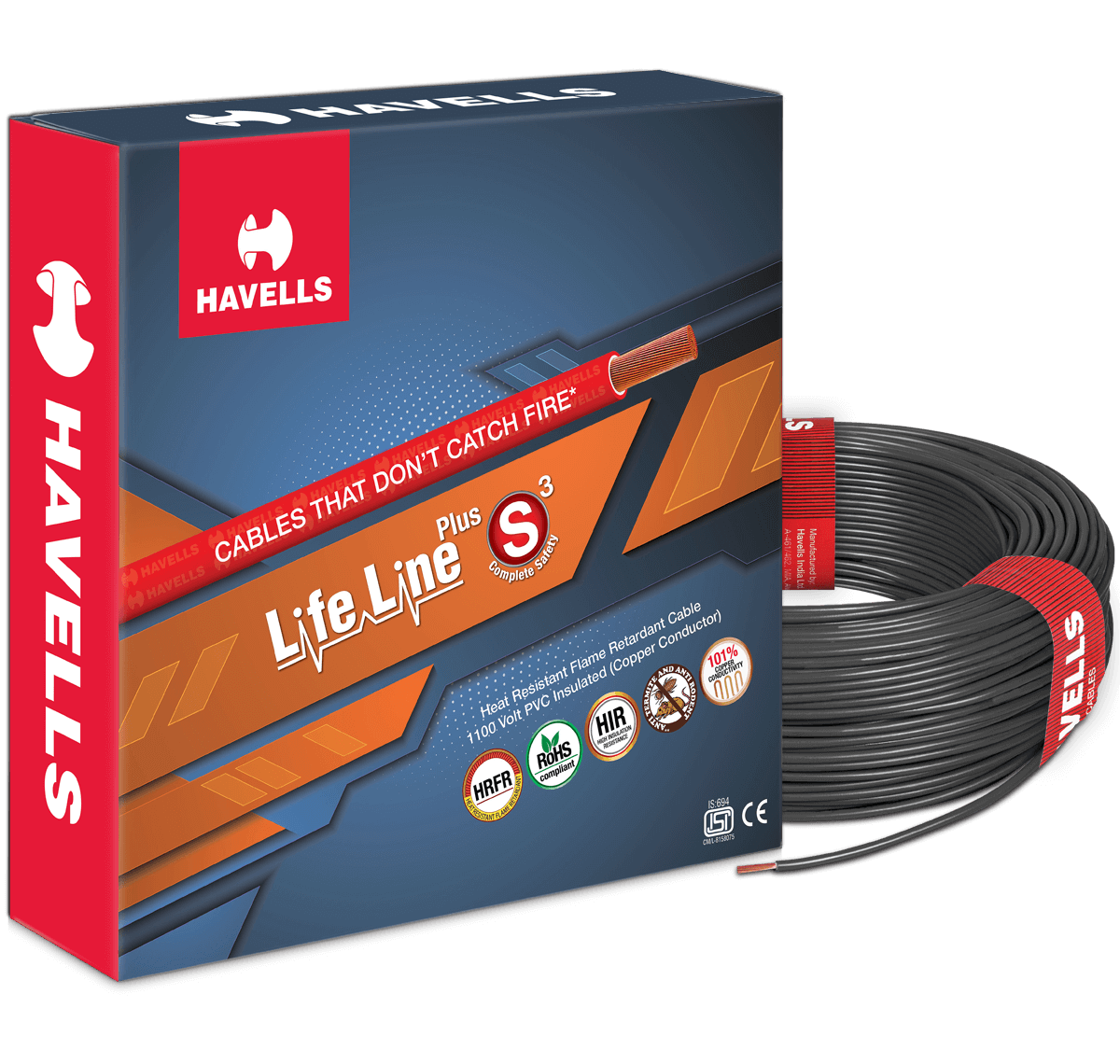 Havells Life Line Plus S3 PVC HRFR Cable