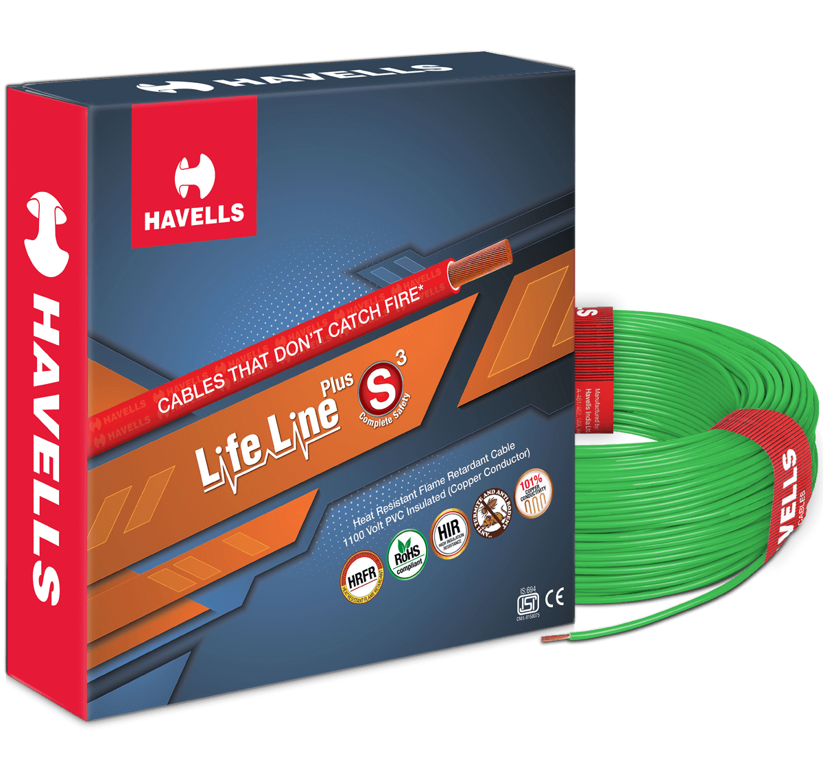 Havells Life Line Plus S3 PVC HRFR Cable